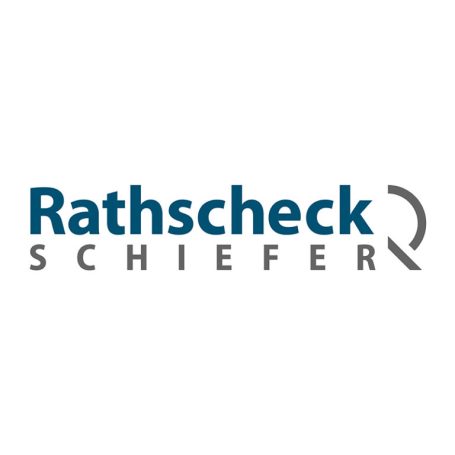 Logo von Rathscheck Schiefer, bestehend aus Schriftzug und grafischem Element.