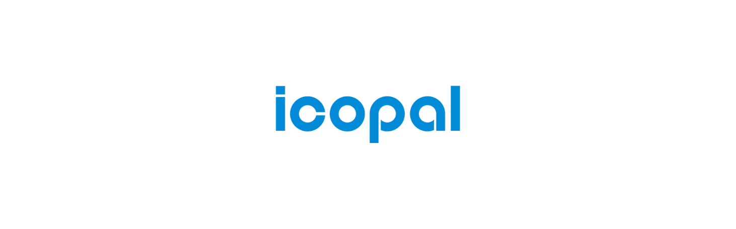 Logo von icoPal in blauer Schrift auf hellem Hintergrund.
