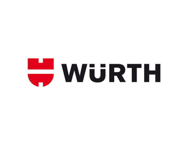 Logo der Würth-Gruppe mit rotem Schild und Schriftzug "Würth".