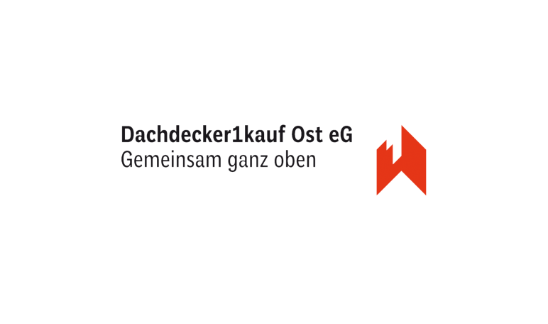 Logo der Dachdecker 1 Kauf Ost eG mit Slogan "Gemeinsam ganz oben".